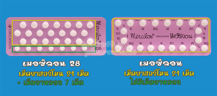 ยาคุมยี่ห้อนี้มี 2 รูปแบบ ก็คือ เมอซิลอน ที่มี 21 เม็ด และ เมอซิลอน28 ที่มี 28 เม็ด
