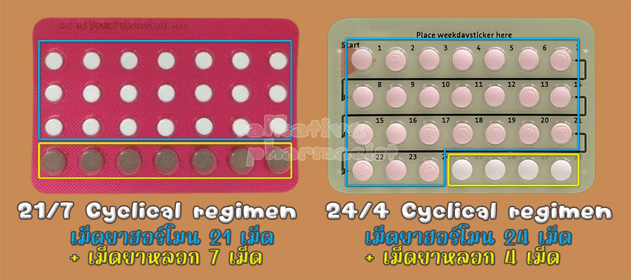 ยาสเป็นยาคุม 24/4 Cyclical regimen