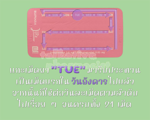 รับประทานเม็ดแรกไปแล้ว จากนั้นก็ใช้ยาคุมลิปซ์ต่อวันละเม็ดไปเรื่อย ๆ จนครบ 21 เม็ด