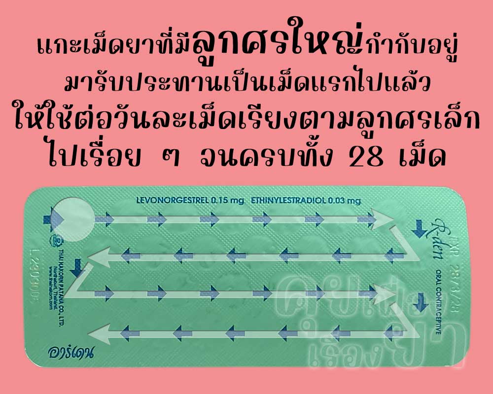 รับประทานเม็ดแรกไปแล้ว ก็ให้ใช้ อาร์เดน ต่อวันละเม็ด จนครบทั้ง 28 เม็ด