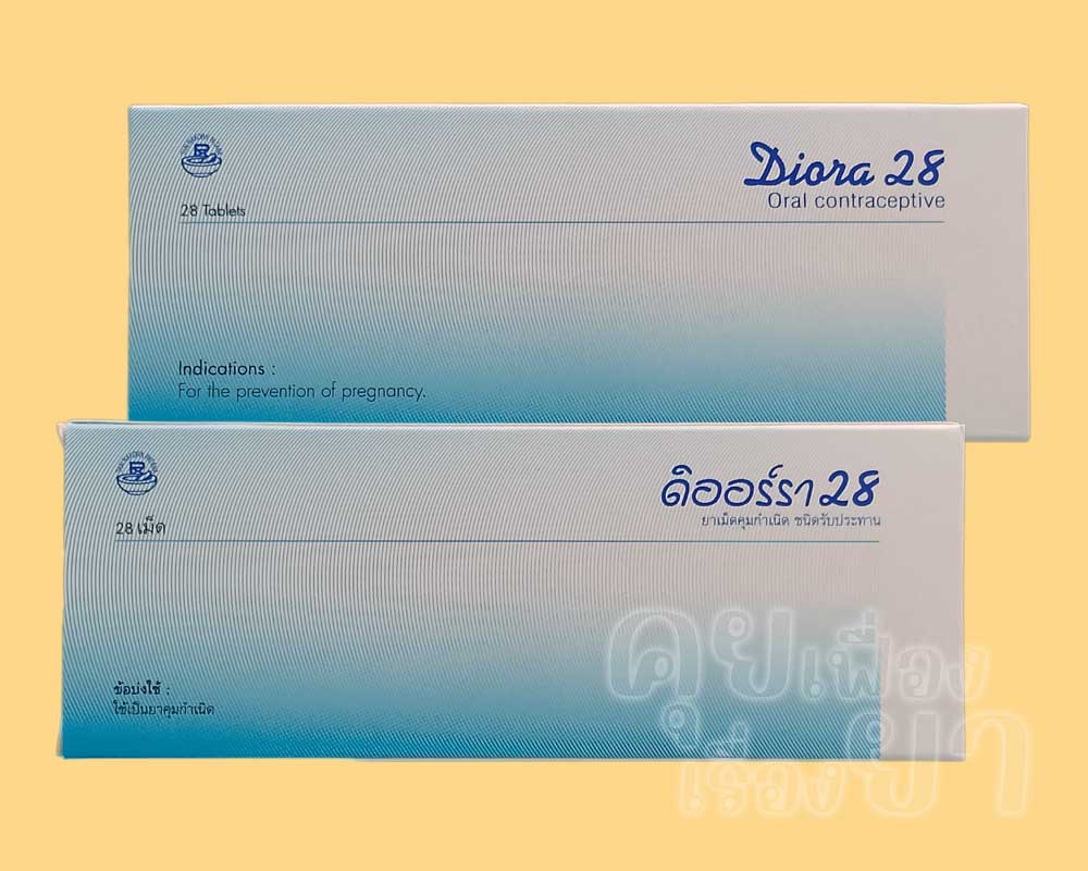 รูปแบบบรรจุภัณฑ์ของ ดิออร์รา 28 ซึ่งผลิตและจัดจำหน่ายโดย ไทยนครพัฒนา