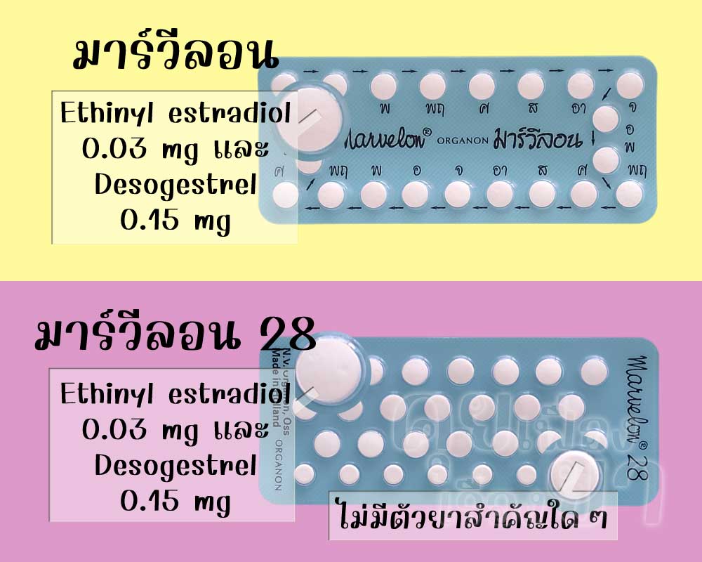 เม็ดยาฮอร์โมนของ มาร์วีลอน และ มาร์วีลอน 28 มีตัวยาสำคัญเหมือนกัน