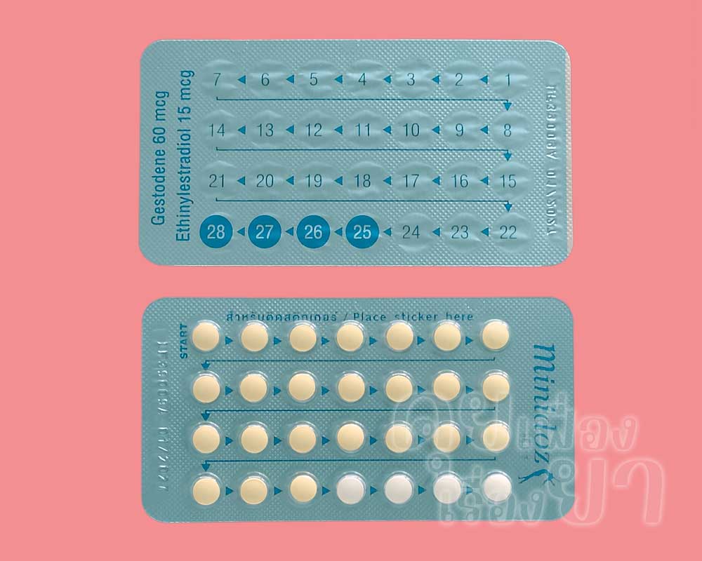 ในแผงของ มินิดอซ มีเม็ดยา 28 เม็ด ซึ่งจัดเรียงเป็น 4 แถว แถวละ 7 เม็ด