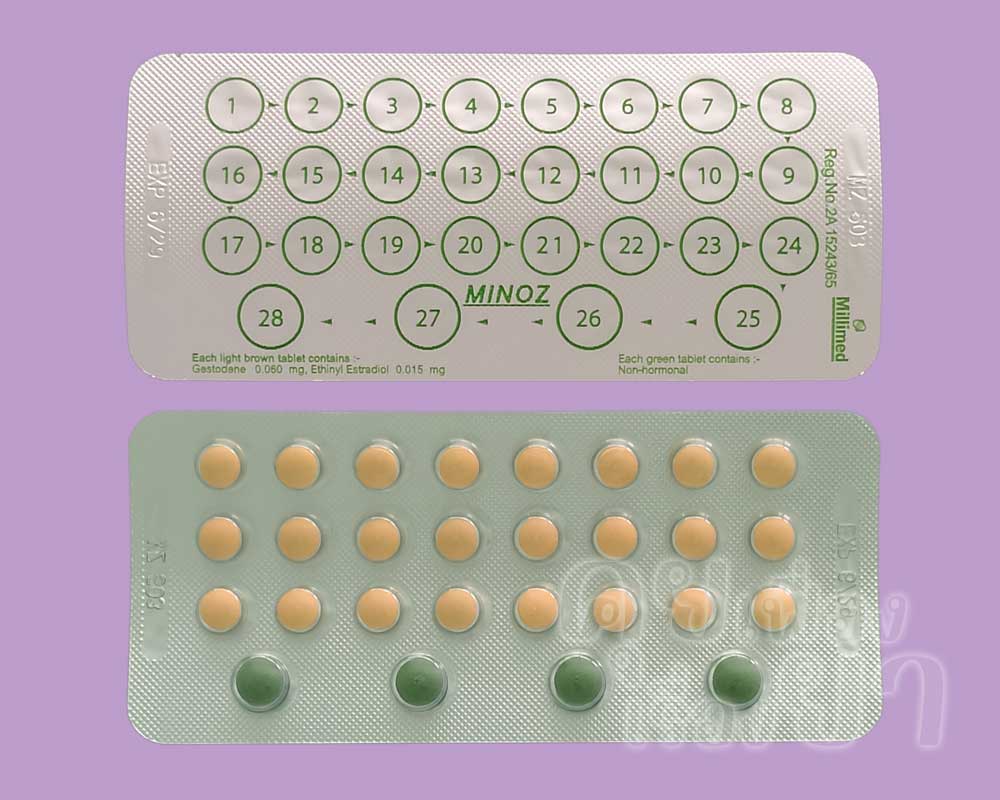 ในแผงของ ไมนอซ มีเม็ดยา 28 เม็ด ซึ่งจัดเรียงเป็น 4 แถว โดย 3 แถวแรก แถวละ 8 เม็ด และแถวที่ 4 แถวละ 4 เม็ด