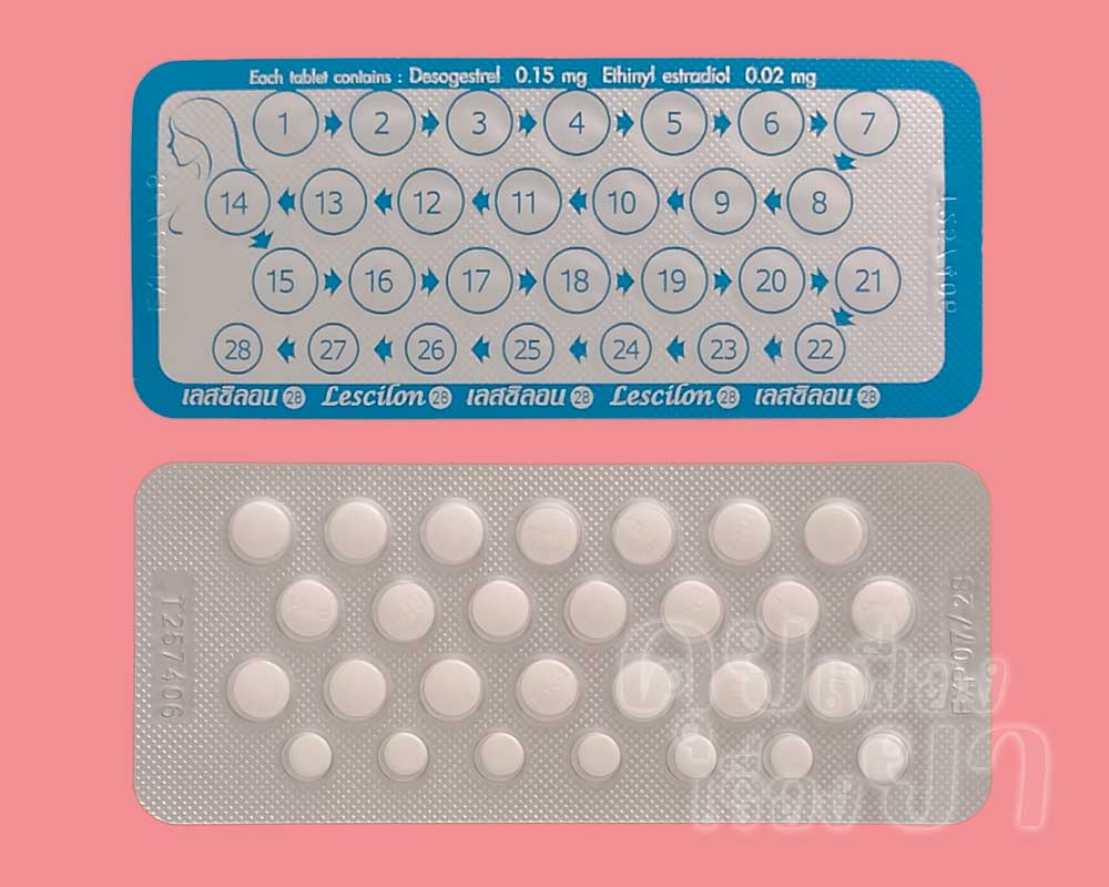 ในแผงของ เลสซิลอน 28 มีเม็ดยา 28 เม็ด ซึ่งจัดเรียงเป็น 4 แถว แถวละ 7 เม็ด