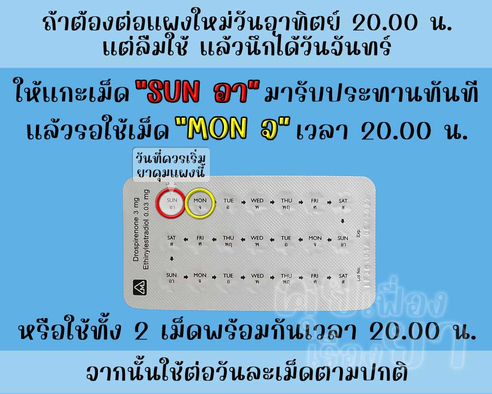 ลืมต่อแผงใหม่ยาคุม จัสติมา 1 วัน