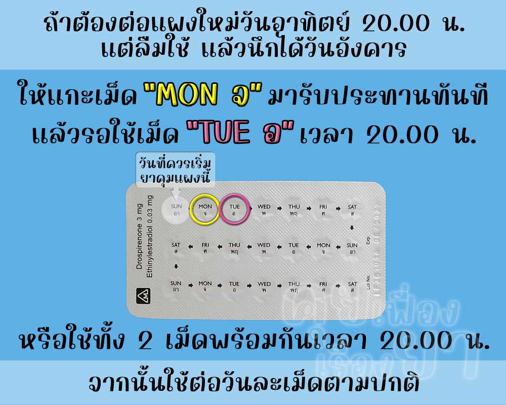 ลืมต่อแผงใหม่ยาคุม จัสติมา 2 วัน