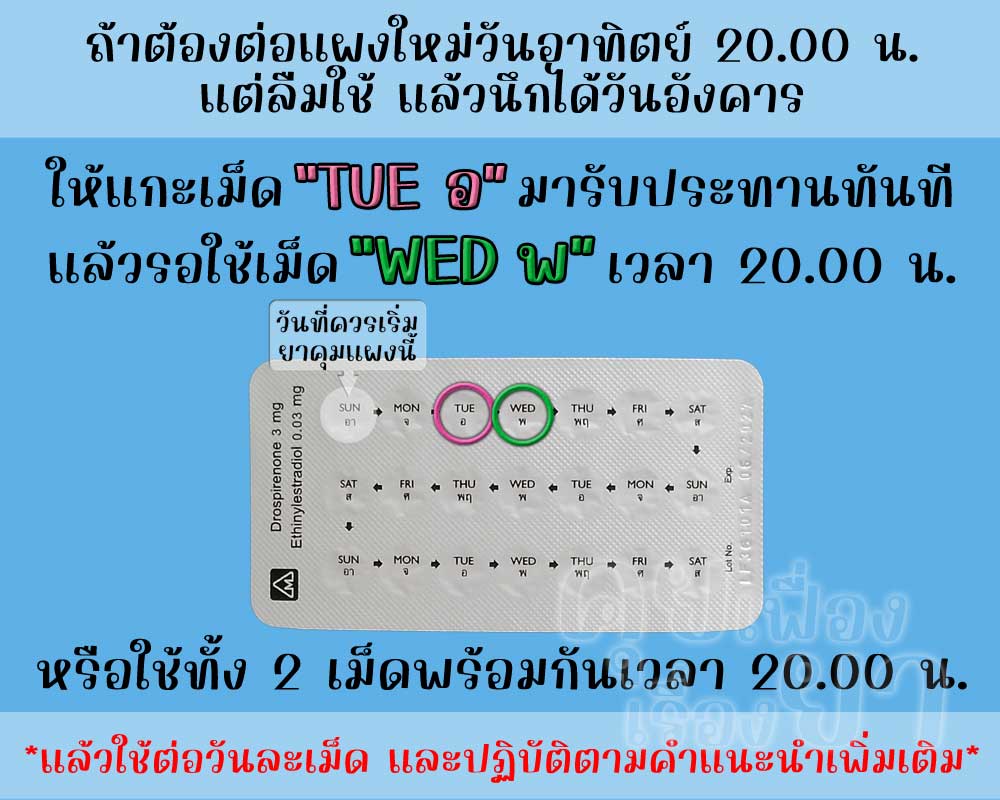 ลืมต่อแผงใหม่ยาคุม จัสติมา 3 วันขึ้นไป