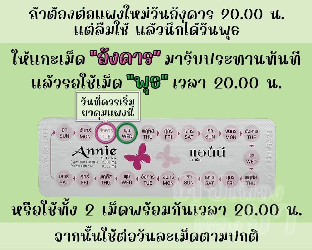 ลืมต่อแผงใหม่ยาคุม แอนนี 1 วัน
