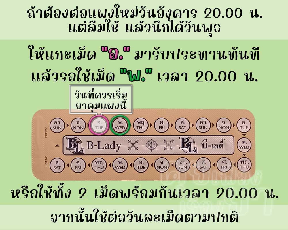 ลืมต่อแผงใหม่ยาคุม บี-เลดี้ 1 วัน