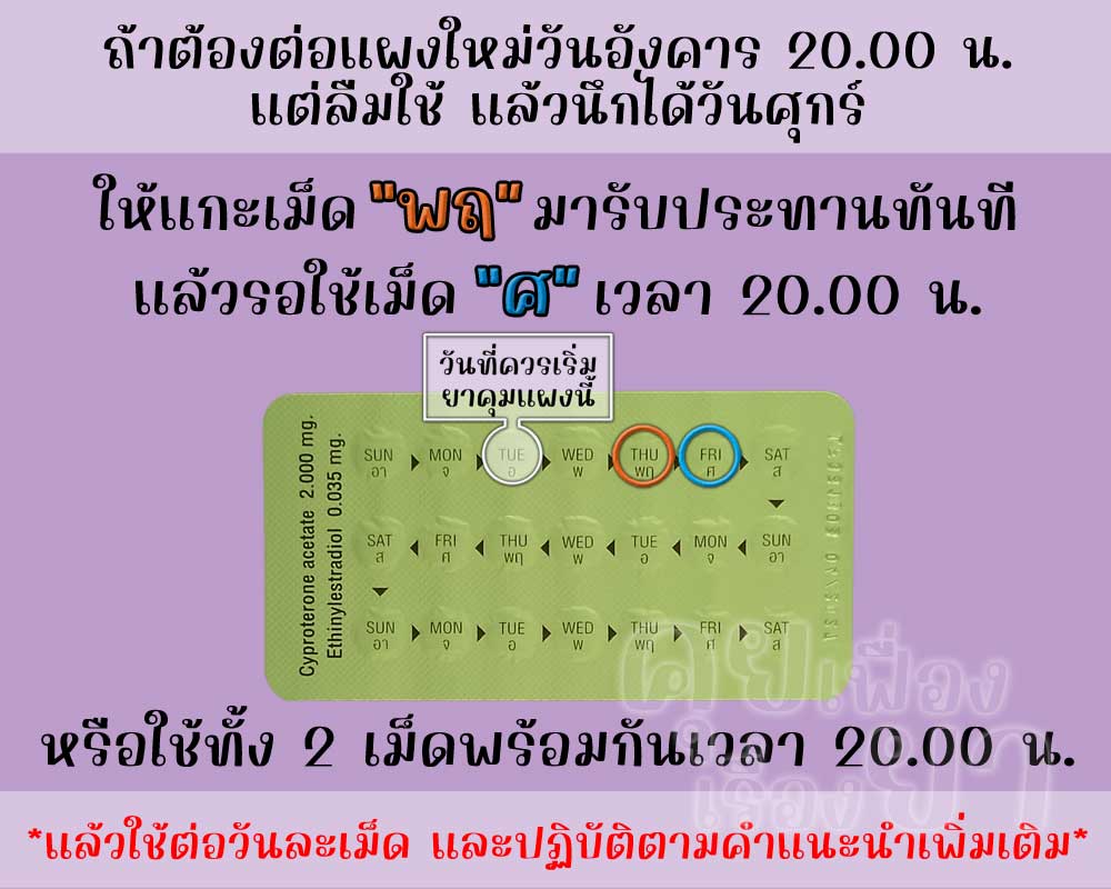 ลืมต่อแผงใหม่ยาคุม แดฟเน่ 35 ติดต่อกัน 3 วันขึ้นไป