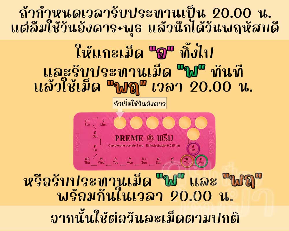 ลืมใช้ พรีม ติดต่อกัน 2 เม็ด