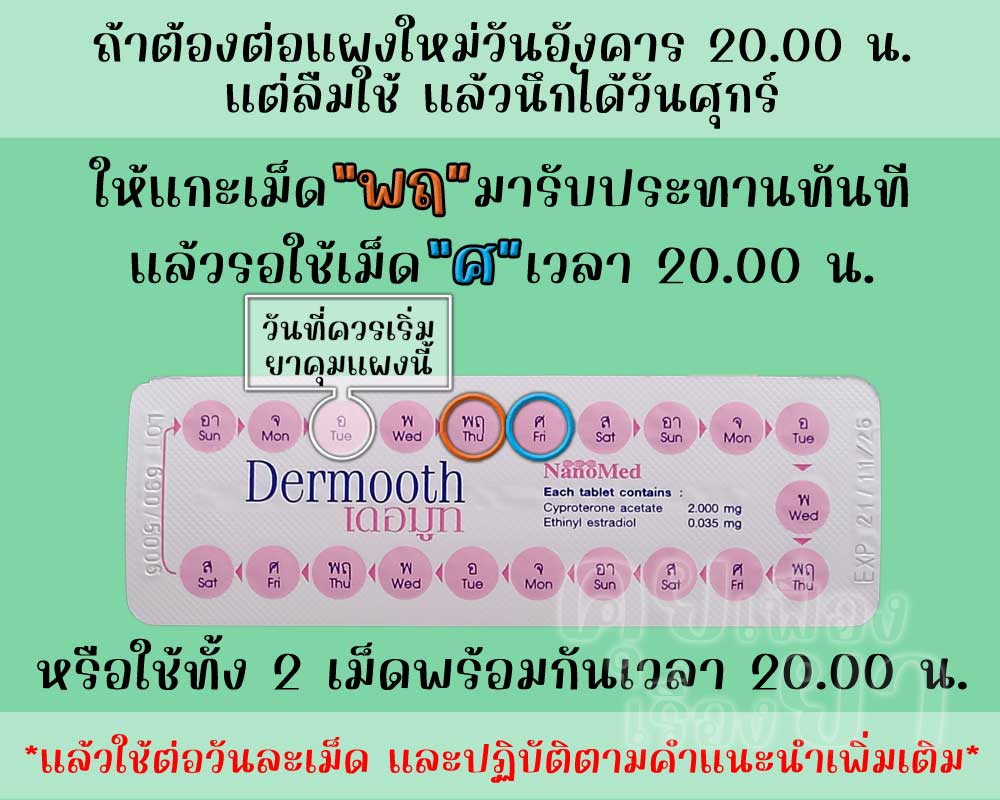 ลืมต่อแผงใหม่ยาคุม เดอมูท ติดต่อกัน 3 วันขึ้นไป