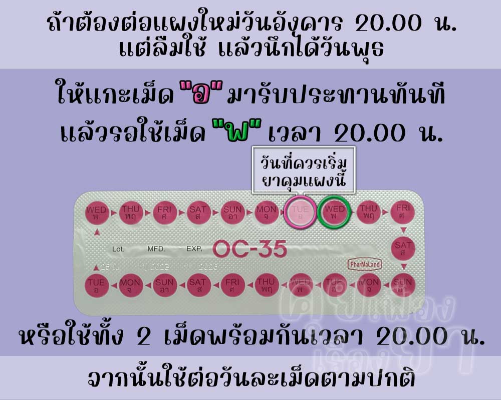 ลืมต่อแผงใหม่ยาคุม โอซี-35 จำนวน 1 วัน