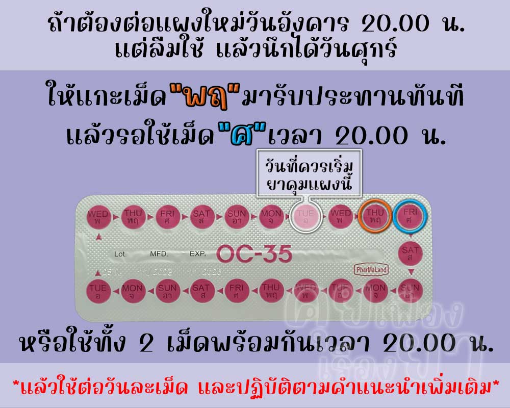 ลืมต่อแผงใหม่ยาคุม โอซี-35 ติดต่อกัน 3 วันขึ้นไป