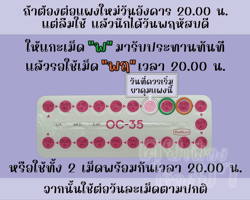ลืมต่อแผงใหม่ยาคุม โอซี-35 ติดต่อกัน 2 วัน