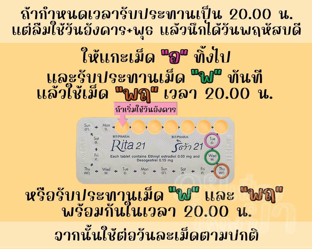 ลืมใช้ ริต้า 21 ติดต่อกัน 2 เม็ด