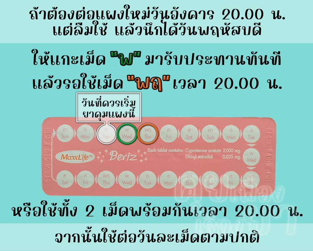 ลืมต่อแผงใหม่ยาคุม บีริซ ติดต่อกัน 2 วัน