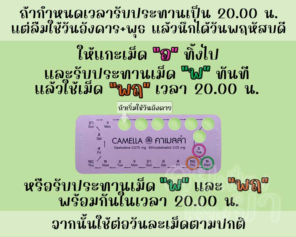 ลืมใช้ คาเมลล่า ติดต่อกัน 2 เม็ด
