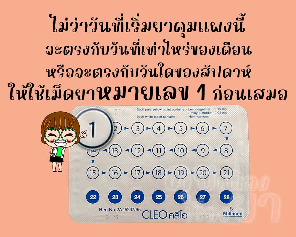 ให้รับประทานเม็ดยาหมายเลข 1 ของ คลีโอ เป็นเม็ดแรกเสมอ
